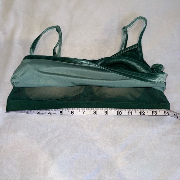 PINK Victoria's Secret Green Velour Velvet Crop Camisole Top with Bralet Size L - Picture 6 of 12